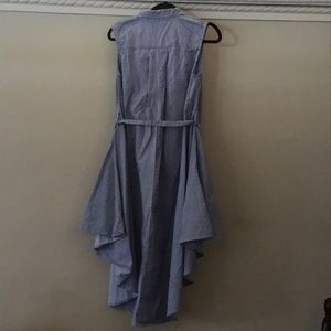 Striped button up high low dress